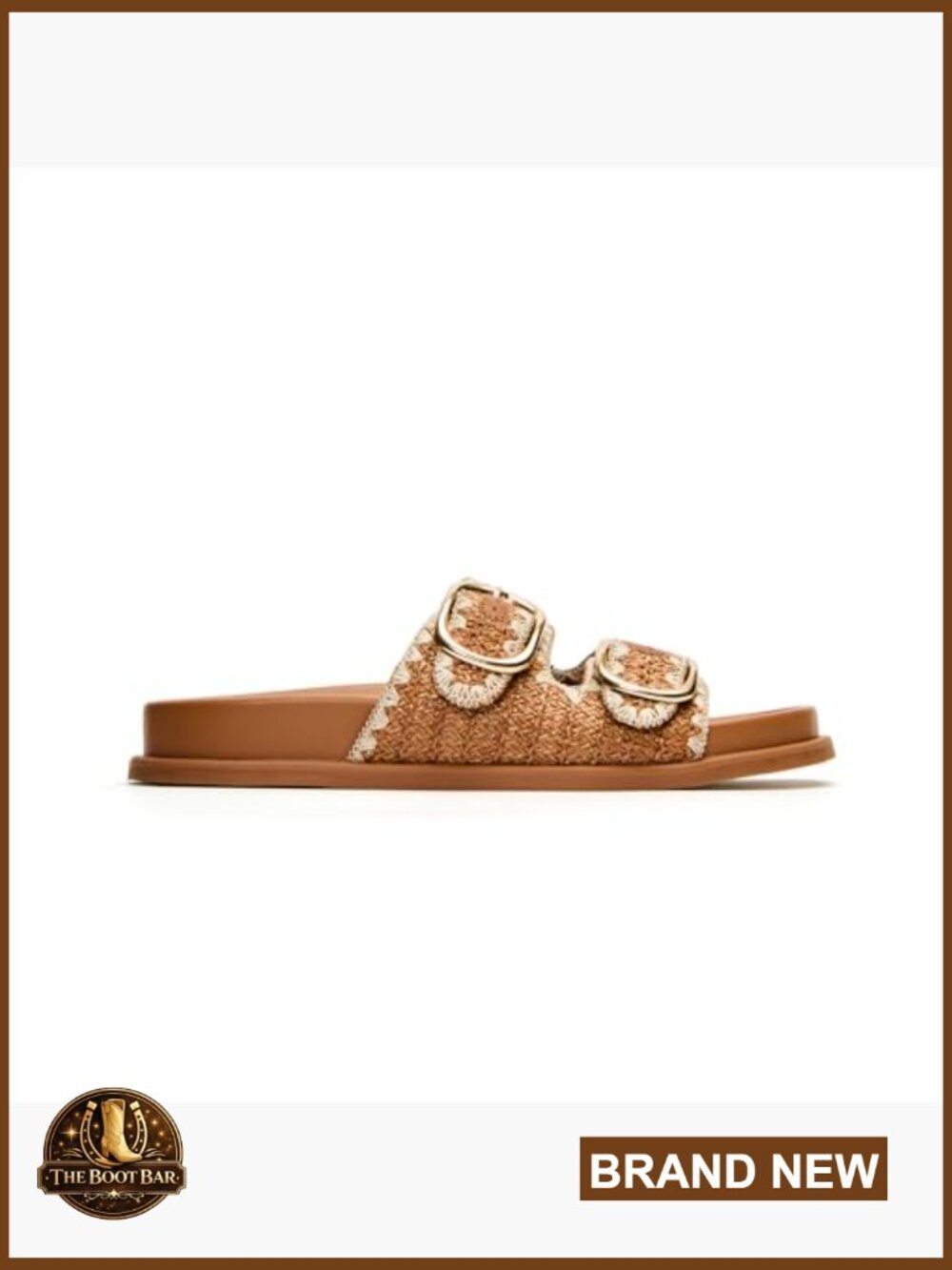 Platform Raffia Slide Sandals Woven Double Buckle Adjustable Summer Beach Shoes - Picture 3 of 7